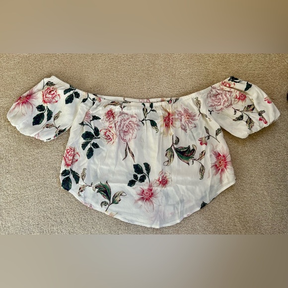 NWT Urban Outfitters Kimchi Blue Pia Floral Off-the-Shoulder Strapless Top - M - Picture 4 of 10